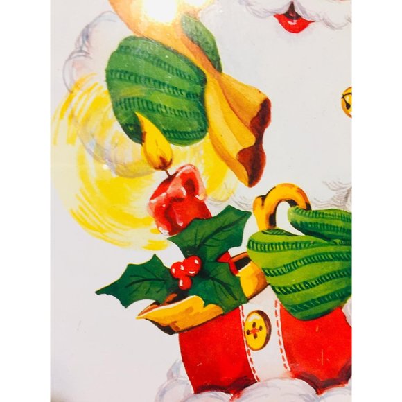 Vintage Metal Christmas Santa Claus Serving Tray GIFTCO 1980s - Picture 5 of 8
